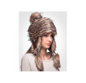 Bomber Hats Faux Fur Trapper Hat for Women - Fun- Warm & Different Russian Fur Hat - Chocolate Raccoon - CD18I0ZDX0Q $22.26