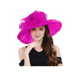 Sun Hats Women's Kentucky Derby Fascinators Church Wedding Easter Tea Party Hat - Hot Pink - CU18RLKD7I7 $19.27