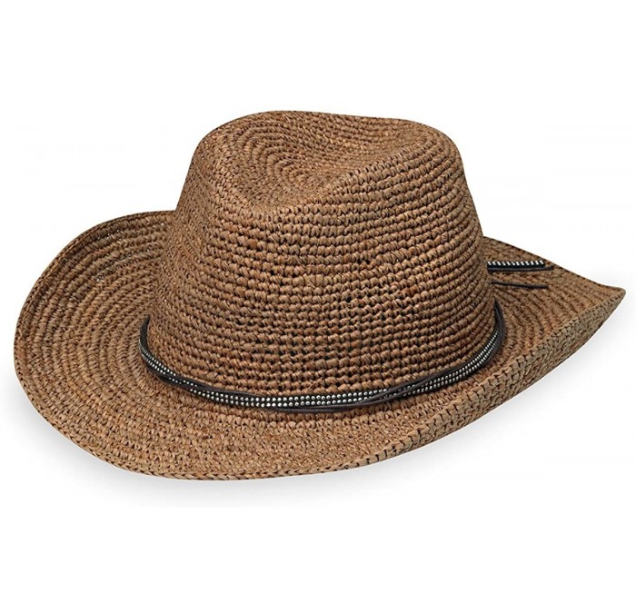 Sun Hats Women's Hannah Cowboy Hat - Raffia- Modern Cowboy- Designed in Australia. - Caramel - C5189A3Y7S4 $44.16