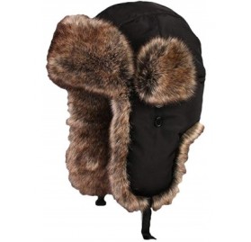 Skullies & Beanies Unisex Winter Trapper Bomber Hat with Ear Flaps Russian Ushanka - Black 2 - CL18LT6IIAK $21.54