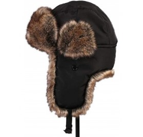 Skullies & Beanies Unisex Winter Trapper Bomber Hat with Ear Flaps Russian Ushanka - Black 2 - CL18LT6IIAK $21.54