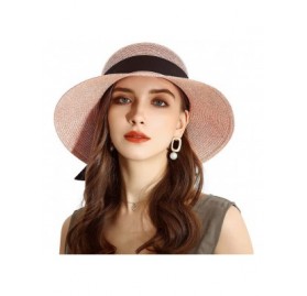 Sun Hats Womens Straw Sun Hats Wide Brim Foldable Beach Hats UV UPF 50+ Summer Sun Travel Hat for Women - C4196GZEZ07 $17.45