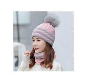 Skullies & Beanies 2 Pcs Beanie Hat Scarf Set for Women Winter Warm Fleece Lined Knitted Hat Earflap Ski Hat with Pompom - Pi...