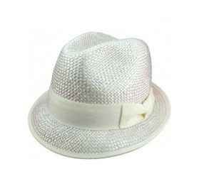 Fedoras Men's and Women's Fedora/Trilby Poly Straw Bucket Hats - White W/ Lemon - C01229Y8DUZ $14.81