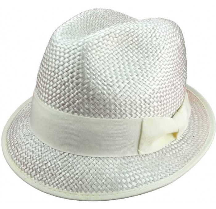 Fedoras Men's and Women's Fedora/Trilby Poly Straw Bucket Hats - White W/ Lemon - C01229Y8DUZ $14.81