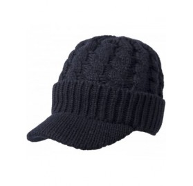 Skullies & Beanies Womens Winter Beanie Hat Warm Knitted Slouchy Wool Hats Cap with Visor - B-black - CE185KZKC95 $9.52