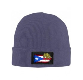 Skullies & Beanies Puerto Rico Coqui Beanie Hat Winter Warm Knit Skull Hat Cap for Adults Unisex Black - Navy - CB18M28QUN4 $...