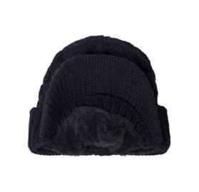 Skullies & Beanies Womens Winter Beanie Hat Warm Knitted Slouchy Wool Hats Cap with Visor - B-black - CE185KZKC95 $9.52