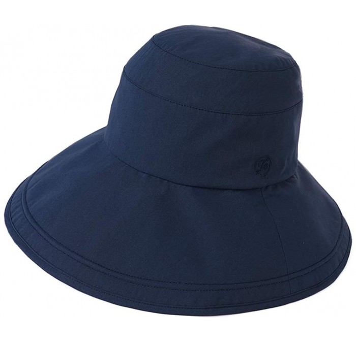 Bucket Hats Womens UPF50+ Summer Sunhat Bucket Packable Wide Brim Hats w/Chin Cord - 00021_navy Blue - C118RZU87CL $18.32
