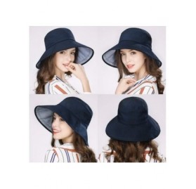 Bucket Hats Womens UPF50+ Summer Sunhat Bucket Packable Wide Brim Hats w/Chin Cord - 00021_navy Blue - C118RZU87CL $18.32