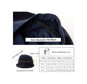 Bucket Hats Women Winter Wool Bucket Hat 1920s Vintage Cloche Bowler Hat with Bow/Flower Accent - 00769_blue - C618YETG6M2 $1...