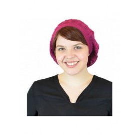 Berets Women's Without Flower Accented Stretch French Beret Hat - Hot Pink - CW1272JQ3QN $9.90