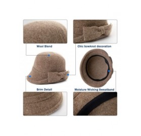 Berets Womens Wool Blend Winter Bucket 1920s Vintage Derby Hat Fedora Round Fall Bowler 55-59cm - 00767-navy - CM18A69GHDO $1...