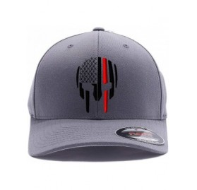 Baseball Caps Thin RED LINE - Thin Blue LINE Spartan Helmet Cap. Embroidered. 6477- 6277 Wooly Combed Twill Flexfit - Grey - ...