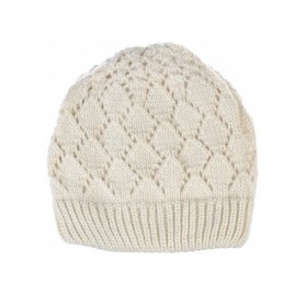Skullies & Beanies Womens Winter Knit Plush Fleece Lined Beanie Ski Hat Sk Skullie Various Styles - Diamond Ivory - CG18UUQIG...
