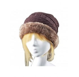 Skullies & Beanies Women/Men Winter soft fuzzy lining Hat Set Slouch Warm Knit Hat for Snow Ski Skull Capn (Navy) - C718MHGIR...
