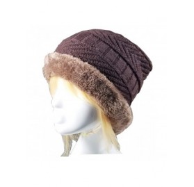 Skullies & Beanies Women/Men Winter soft fuzzy lining Hat Set Slouch Warm Knit Hat for Snow Ski Skull Capn (Navy) - C718MHGIR...