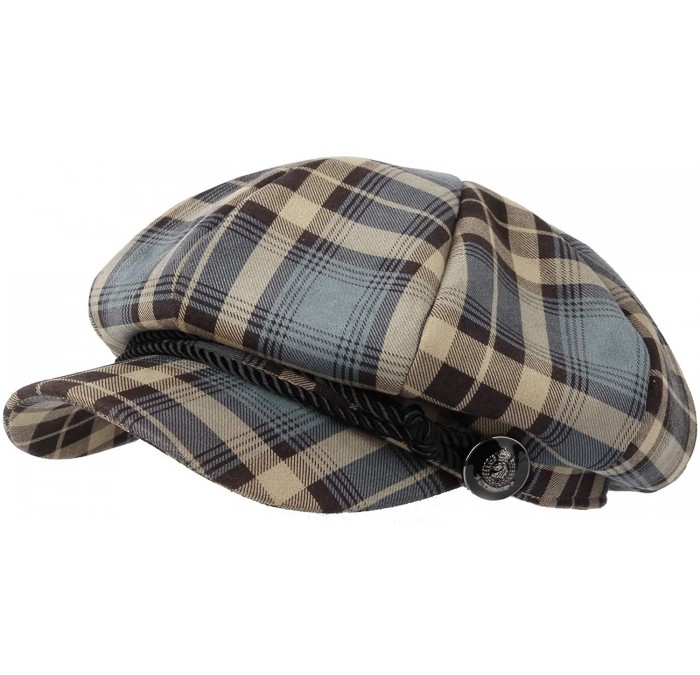 Newsboy Caps Tartan Plaid Check Beret Newsboy Hat Soft Fabric SLG1122 - Blue - CO18LMAGXZL $47.41