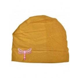 Skullies & Beanies Chemo Beanie Sleep Cap Pink Dragonfly - Mustard - CU18722A5L5 $38.99