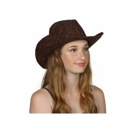 Cowboy Hats Glitter Sequin Trim Cowboy Hat - Brown - CZ11UHFEBCN $51.66