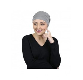 Skullies & Beanies Chemo Cap Bamboo Turban Cancer Headwear for Women Sleep Cap Beanie Hat Head Coverings 3 Seam - Grey - CD18...