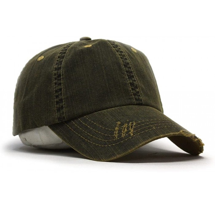 Baseball Caps Distressed Dirty Wash Herringbone Cotton Adjustable Baseball Cap - Black - CF186M5AXRS $9.90