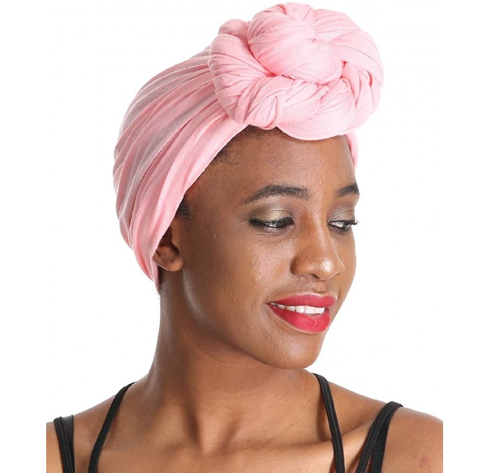 Headbands Solid Color Head Wrap & Scarf - Stretch Jersey Knit Hair Wrap- Long Turbans - Coral Pink - CH18QRG4NE6 $29.84